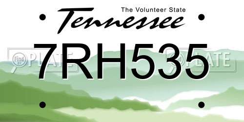 7RH535 Tennessee License Plate