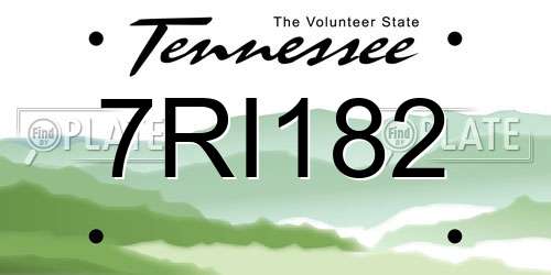7RI182 Tennessee License Plate