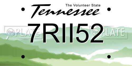 7RII52 Tennessee License Plate