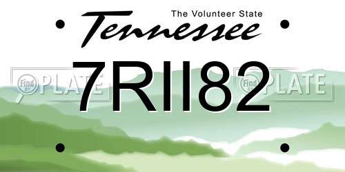 7RII82 Tennessee License Plate