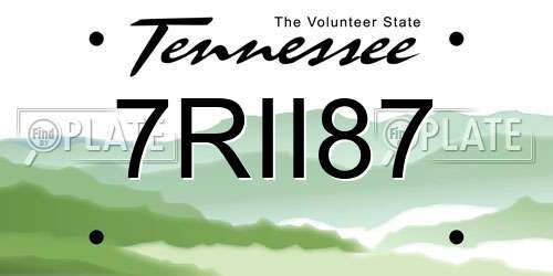 7RII87 Tennessee License Plate