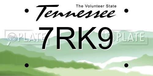7RK9 Tennessee License Plate