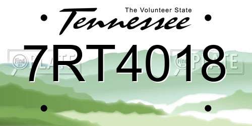 7RT4018 Tennessee License Plate