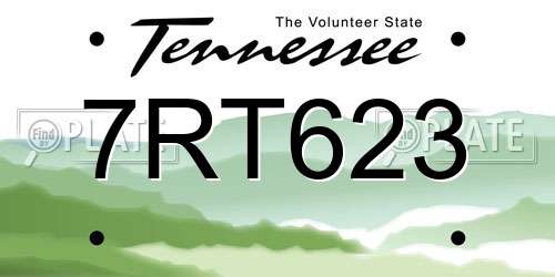 7RT623 Tennessee License Plate