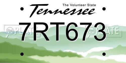 7RT673 Tennessee License Plate