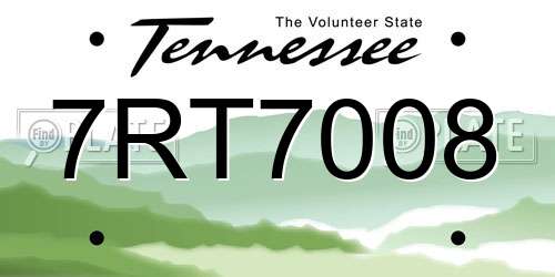 7RT7008 Tennessee License Plate
