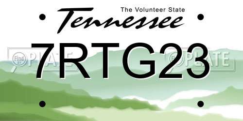 7RTG23 Tennessee License Plate