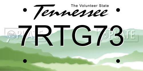 7RTG73 Tennessee License Plate
