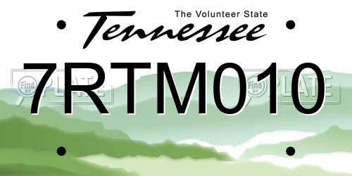 7RTM010 Tennessee License Plate
