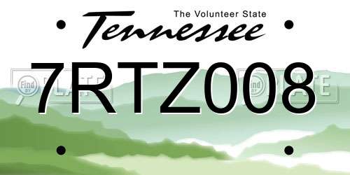 7RTZ008 Tennessee License Plate