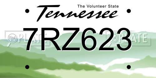 7RZ623 Tennessee License Plate