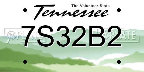 7S32B2 Tennessee License Plate