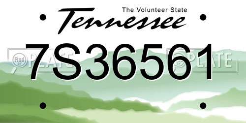 7S36561 Tennessee License Plate