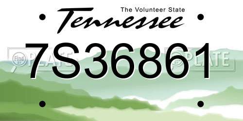 7S36861 Tennessee License Plate