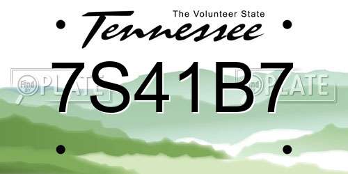 7S41B7 Tennessee License Plate