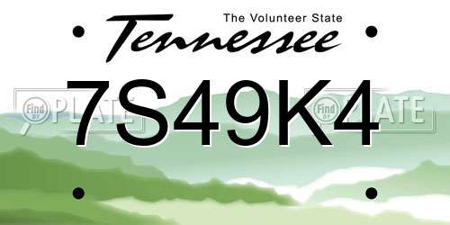 7S49K4 Tennessee License Plate