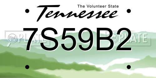 7S59B2 Tennessee License Plate