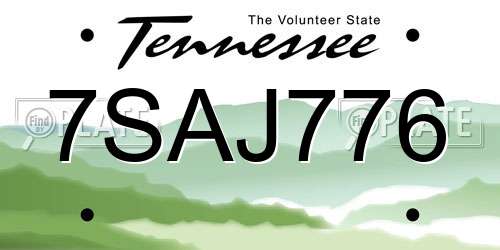 7SAJ776 Tennessee License Plate