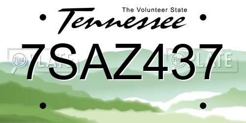 7SAZ437 Tennessee License Plate