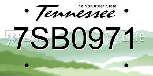 7SB0971 Tennessee License Plate