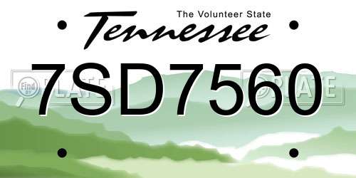 7SD7560 Tennessee License Plate