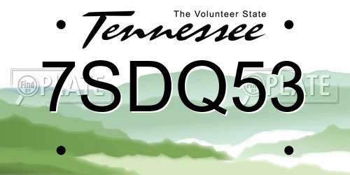 7SDQ53 Tennessee License Plate