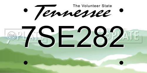 7SE282 Tennessee License Plate