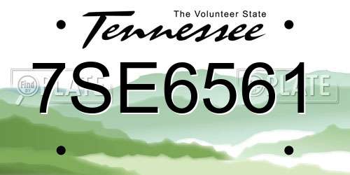 7SE6561 Tennessee License Plate