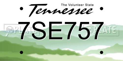 7SE757 Tennessee License Plate