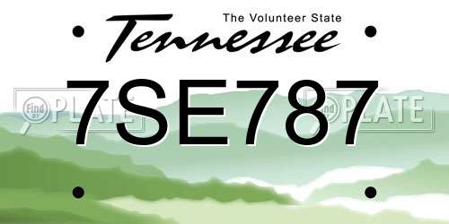 7SE787 Tennessee License Plate
