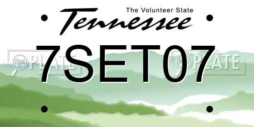 7SET07 Tennessee License Plate