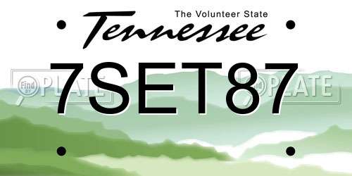 7SET87 Tennessee License Plate