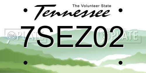 7SEZ02 Tennessee License Plate