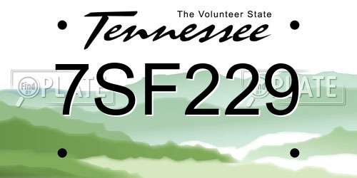 7SF229 Tennessee License Plate