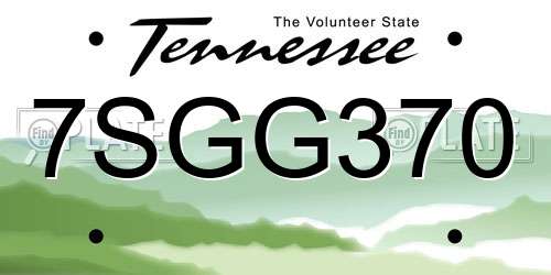 7SGG370 Tennessee License Plate