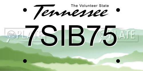 7SIB75 Tennessee License Plate