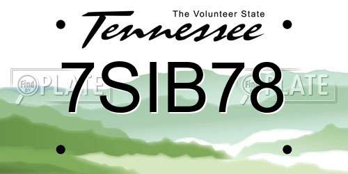 7SIB78 Tennessee License Plate