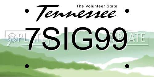 7SIG99 Tennessee License Plate
