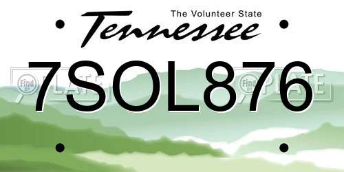 7SOL876 Tennessee License Plate