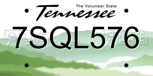 7SQL576 Tennessee License Plate