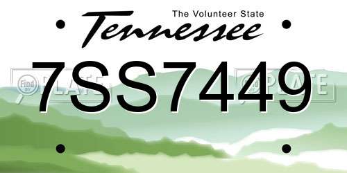 7SS7449 Tennessee License Plate