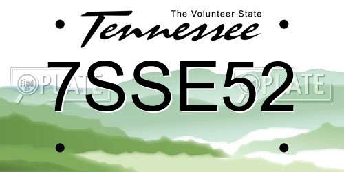 7SSE52 Tennessee License Plate