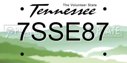 7SSE87 Tennessee License Plate