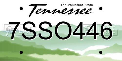 7SSO446 Tennessee License Plate