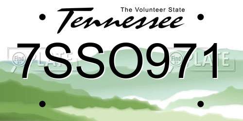 7SSO971 Tennessee License Plate