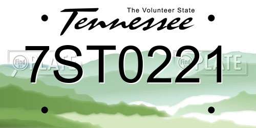 7ST0221 Tennessee License Plate