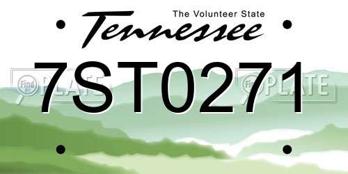 7ST0271 Tennessee License Plate