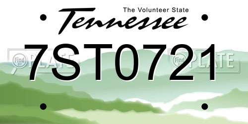 7ST0721 Tennessee License Plate
