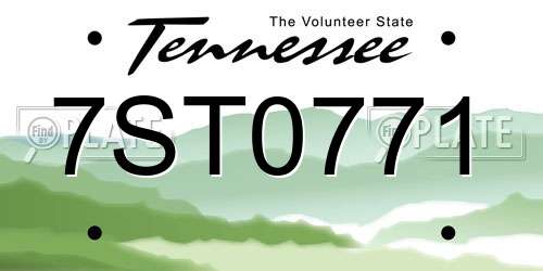 7ST0771 Tennessee License Plate