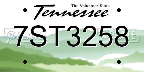 7ST3258 Tennessee License Plate